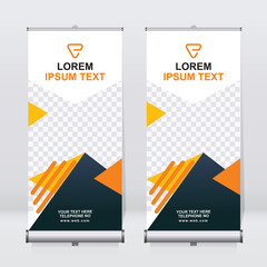 Roll up banner design template, vertical, corporate background, pull up design, modern retractable banner, rectangle size.
