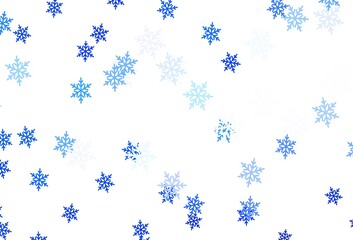 Light BLUE vector background with xmas snowflakes, stars.