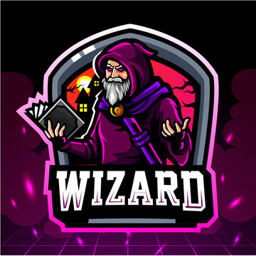 Wizard mage mascot. esport logo design