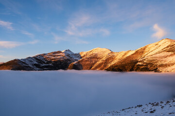 Mountain Ridge with sea of clouds.
