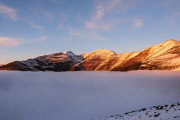 Mountain Ridge with sea of clouds.
