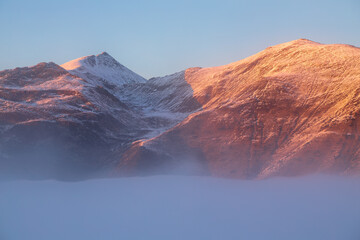 Mountain Ridge with sea of clouds.