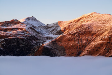 Mountain Ridge with sea of clouds.
