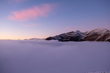 Mountain Ridge with sea of clouds.