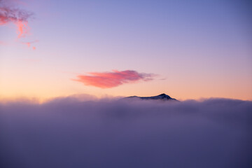 Mountain Ridge with sea of clouds.