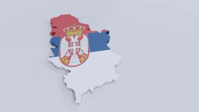 Serbian map with Serbian flag
