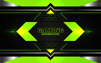 Abstract futuristic black and green gaming background with modern esport shapes. Vector design template technology concept can use element game banner, sport poster, cyber wallpaper, web, advertising © Majri
