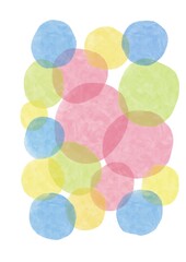 
Watercolor round spots. Abstract illustration isolated on white background. Cute illustration for the decor and design of posters, postcards, prints, stickers, invitations, textiles and stationery.