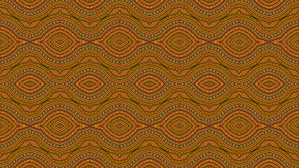 African pattern with curved lines, orange and red colors, illustration 