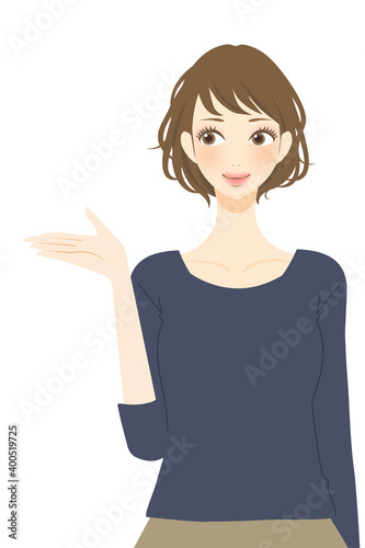 案内をする女性のイラスト 落ち着いた雰囲気の大人女子 Adult Poster Adu Mayu