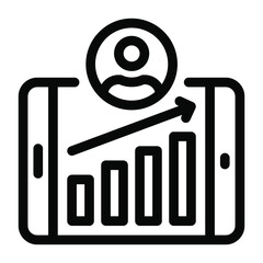 
Editable icon of mobile growth in solid design, business app 
