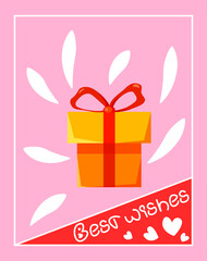 Celebration card vector illustration best wishes lettering gift box