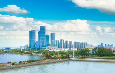 Scenery of urban CBD in Xiamen City, Fujian Province, China