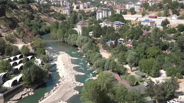 Tunceli, Turkey-September 18 2020: Tunceli city with munzur river