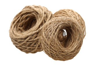 Hemp rope on white background