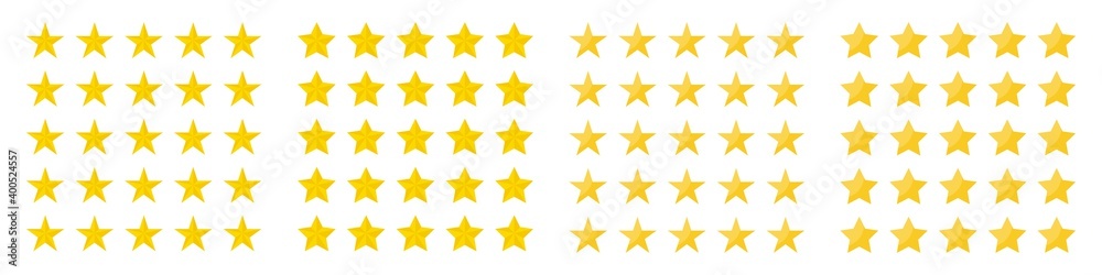 Wall mural five rating star icon button collection. star vector icons set. yellow stars different shapes isolat