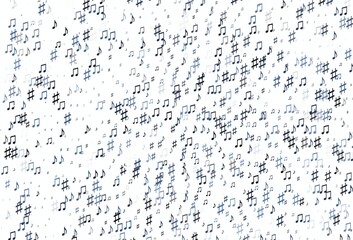 Light BLUE vector texture with musical notes.