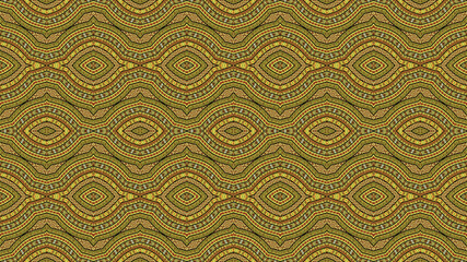 African pattern with curved lines, yellow and beige colors, illustration 