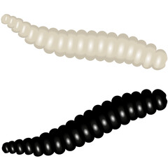 Obraz premium Maggots on a white background. Black and white worms. Vector illustration