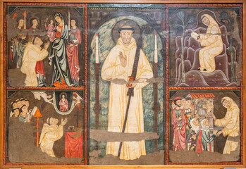 altarpiece of Saint Bernat, master of the mallorca conquest, 13th century,.tempera on panel, oratory of the Temple, Palma, Mallorca, Balearic Islands, Spain