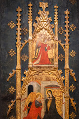 announcement of death to the mother of god, 15th century, tempera on panel, circle of Montesión...