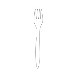 Fork silhouette line drawing on white background, vector illustration