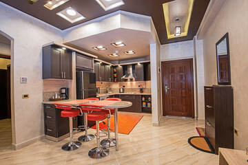 Modern kitchen in a luxury apartment
