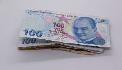 Turkish Lira money isolated white background