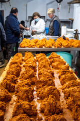 cooling the sobrasada, traditional slaughter of the Mallorcan black pig, Mallorca, Balearic Islands, Spain