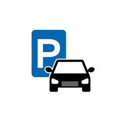 Car parking sign icon on isolated white background