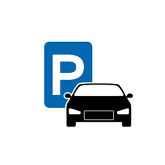 Car parking sign icon on isolated white background