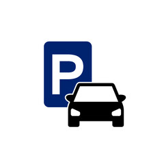 Car parking sign icon on isolated white background