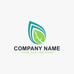 Green leaf logo design vector. Natural eco icon symbol.
