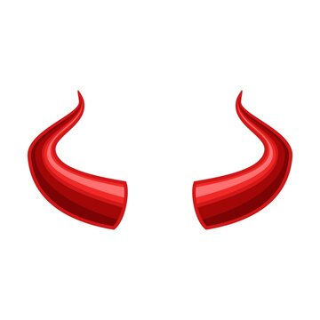 Devil horns isolated on white background, Red devil demon satan horn icon. Monster symbol. Vector illustration