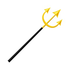 Golden trident icon isolated on white background. Poseidon or Neptune trident and sea stock symbol. Vector illustration - obrazy, fototapety, plakaty