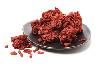 The dried fruit of medlar on white background