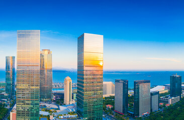 Scenery of urban CBD in Xiamen City, Fujian Province, China