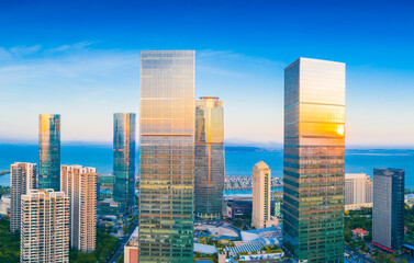 Obraz premium Scenery of urban CBD in Xiamen City, Fujian Province, China