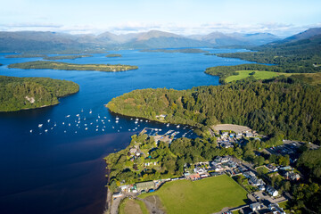 Aerial view of Balmaha Scottish village at Loch Lomond © Richard Johnson