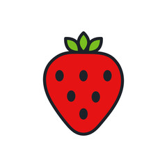 Strawberry icon. Linear color icon, contour, shape, outline. Thin line. Modern minimalistic design. Vector illustrations of fruits