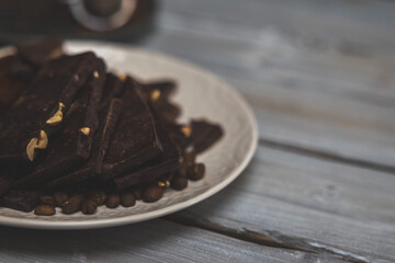 chocolate on wooden table