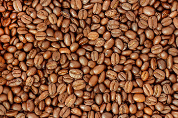 Roasted coffee beans texture.