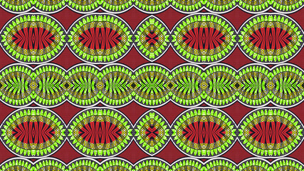 African fabric, cotton, red and green colors  