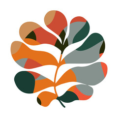 Vector illustration of a tropical plant. Pink fern isolated on white background. Hand drawn branches and leaves