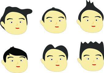 set of cartoon faces. collection of male hairstyles. vector image for logos, symbols, icons.