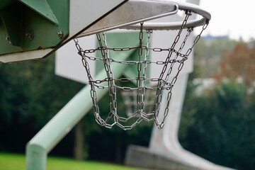 Fototapeta na wymiar basketball hoop, street basket in Bilbao city, Spain