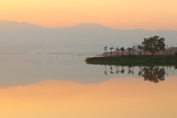 beautiful sunset over the lake
