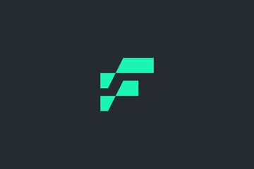 Minimal Modern Abstract Letter F Dark Background Logo Template