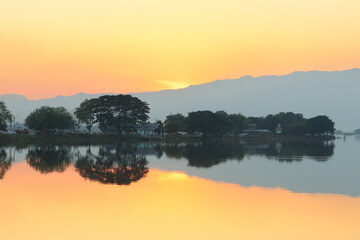 beautiful sunset over the lake