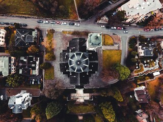 Aerial photo of Kirche Enge in Zurich, Switerland